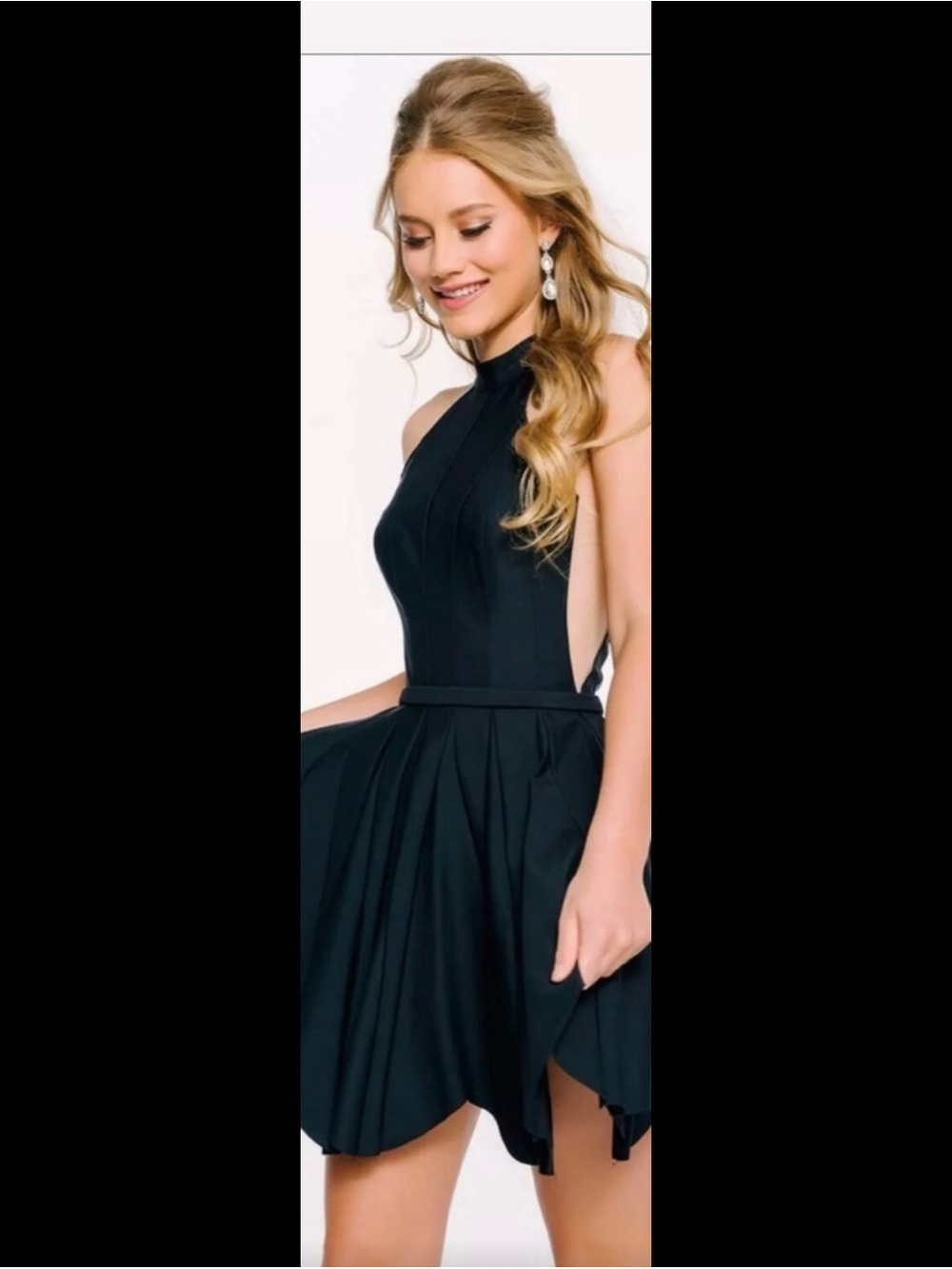 Jovani Black Halter Neck Mini Dress